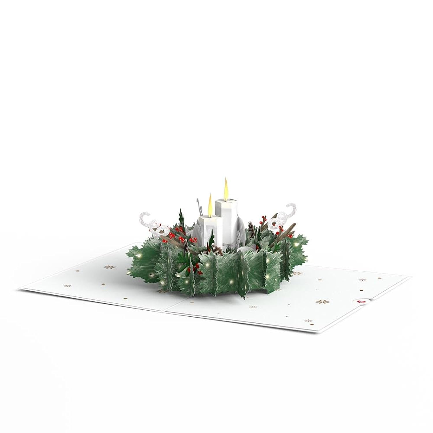 Christmas Pop-Up Card For Her And Him - 3D Holiday Greeting Cards For Boys, Girls, Men, Women - Christmas Candle 5" X 7" Wreath - Blank Note Card & Envelope Included
