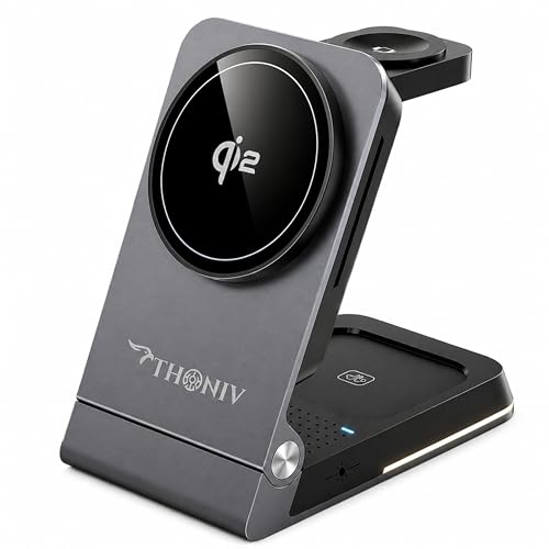 - Qi2 3-in-1 Magnetic Wireless Charging Station, Foldable 15W Fast Charger for iPhone 1217 Series,  Watch and Wireless Earbuds, Portable Travel