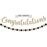 Pre-Strung Congratulations Banner - No Diy - Gold Glitter Congratulation Banner - Pre-Strung Garland On 6 Ft Strand - Graduation, Wedding, Retirement Party Decorations & Decor. Did We Mention No Diy