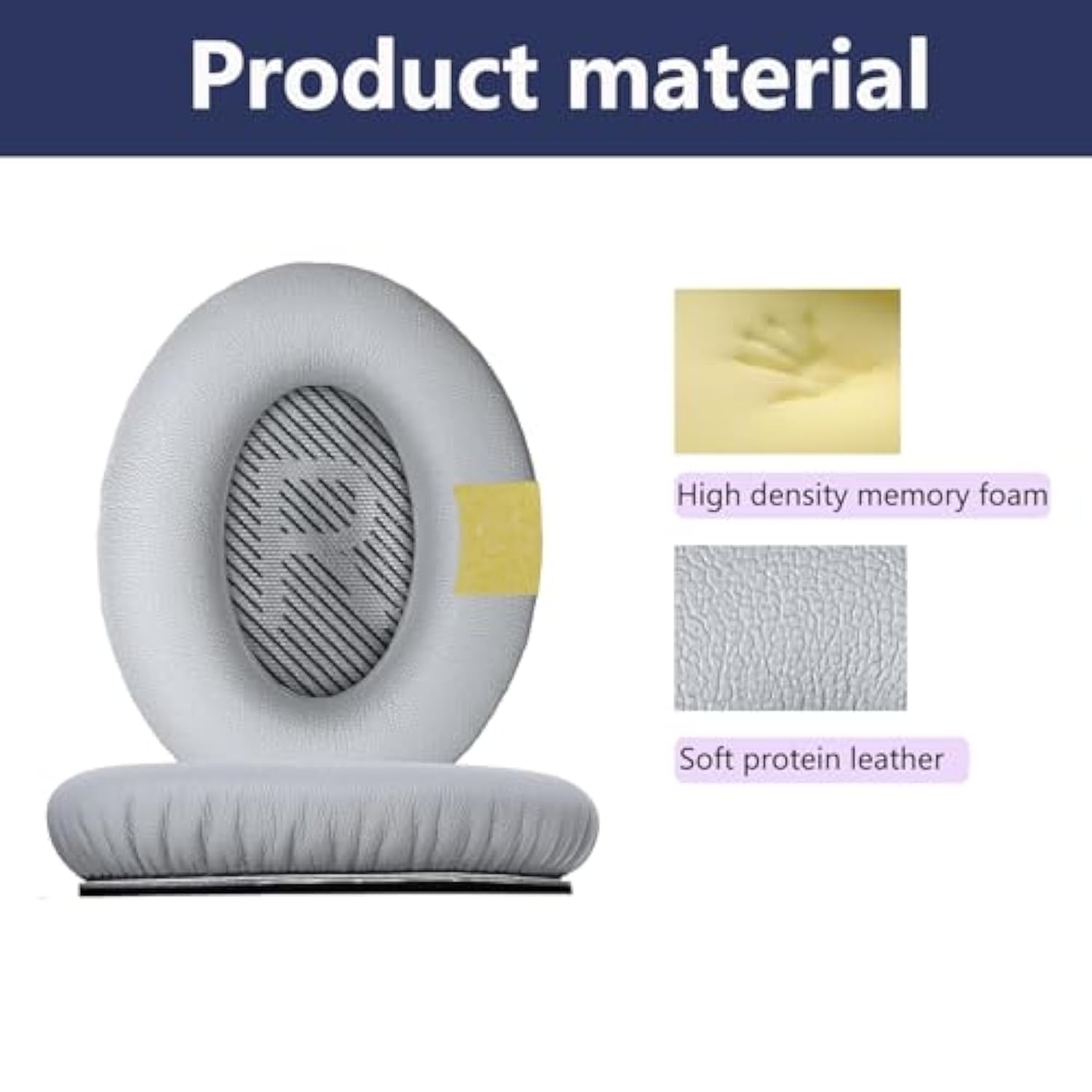 Replacement Ear Pads, Compatible With Bose Quietcomfort (Qc) 35 35Ii 25 15 2 Headphones. New Soft Protein Leather, High-Density Memory Foam, 1 Pair Of Replacement Ear Pads (Grey)