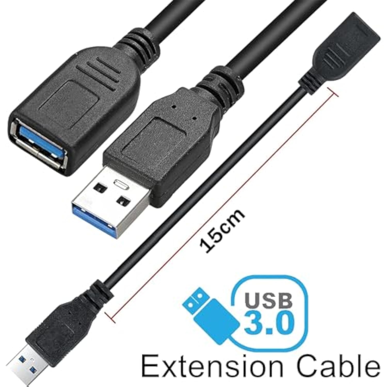 SaiTech IT 10 Pack 15cm Short USB 3.0 Male A to Female A Extension Cable 5GBps for Laptop/PC/Printers- Black