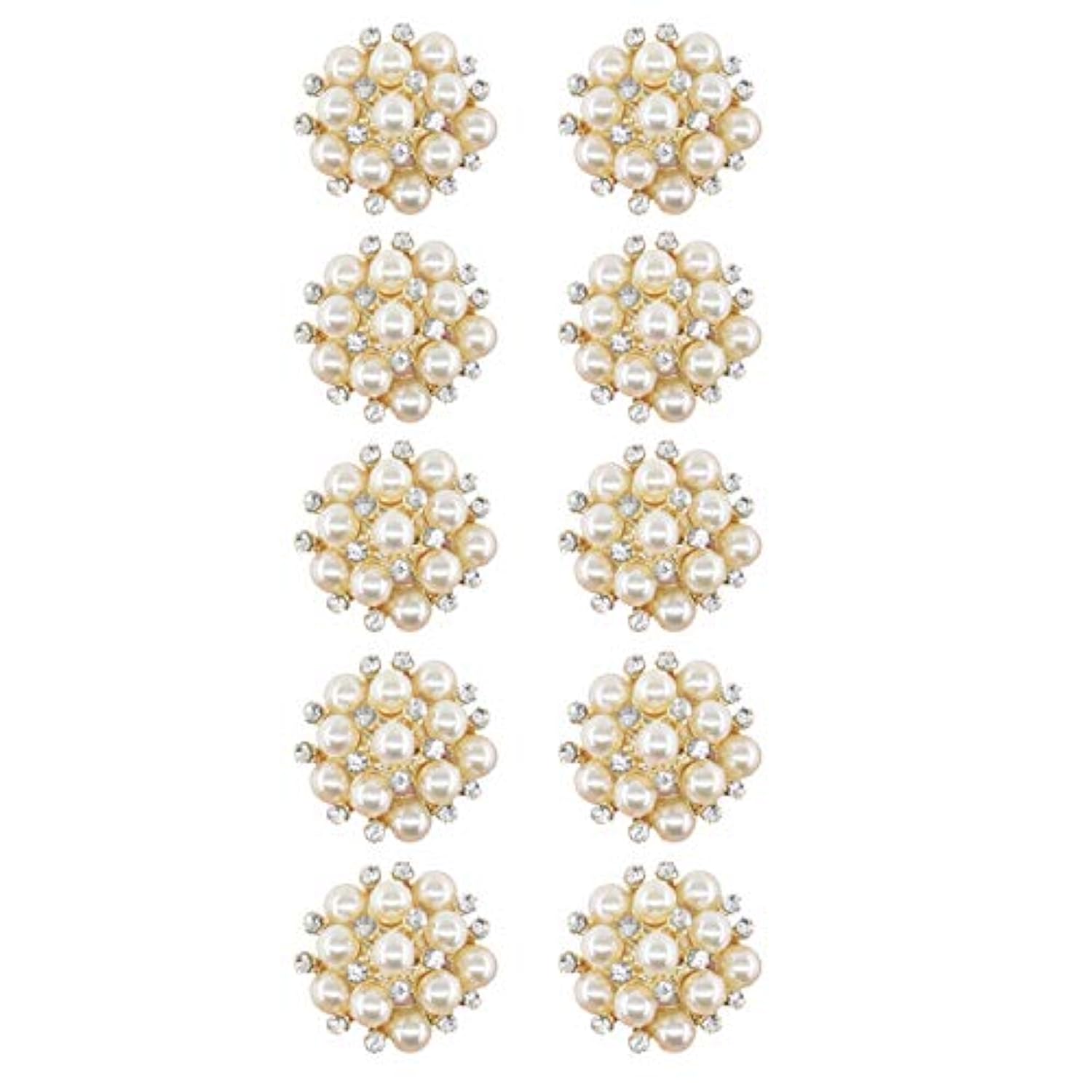10 Pcs Pearl Rhinestone Buttons Crystal Embellishments Sew On Clothing