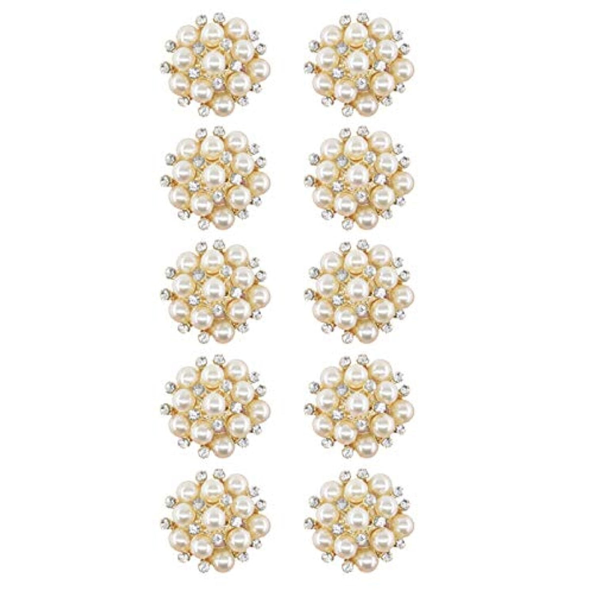 10 Pcs Pearl Rhinestone Buttons Crystal Embellishments Sew On Clothing