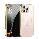 Magnetic Case For Iphone 16 Pro Max Case And Privacy Screen Protector Built In Camera Cover[Non-Yellowing] For Phone Case 16 Promax Metallic Glossy Luxury Girl Women-Titanium Gold