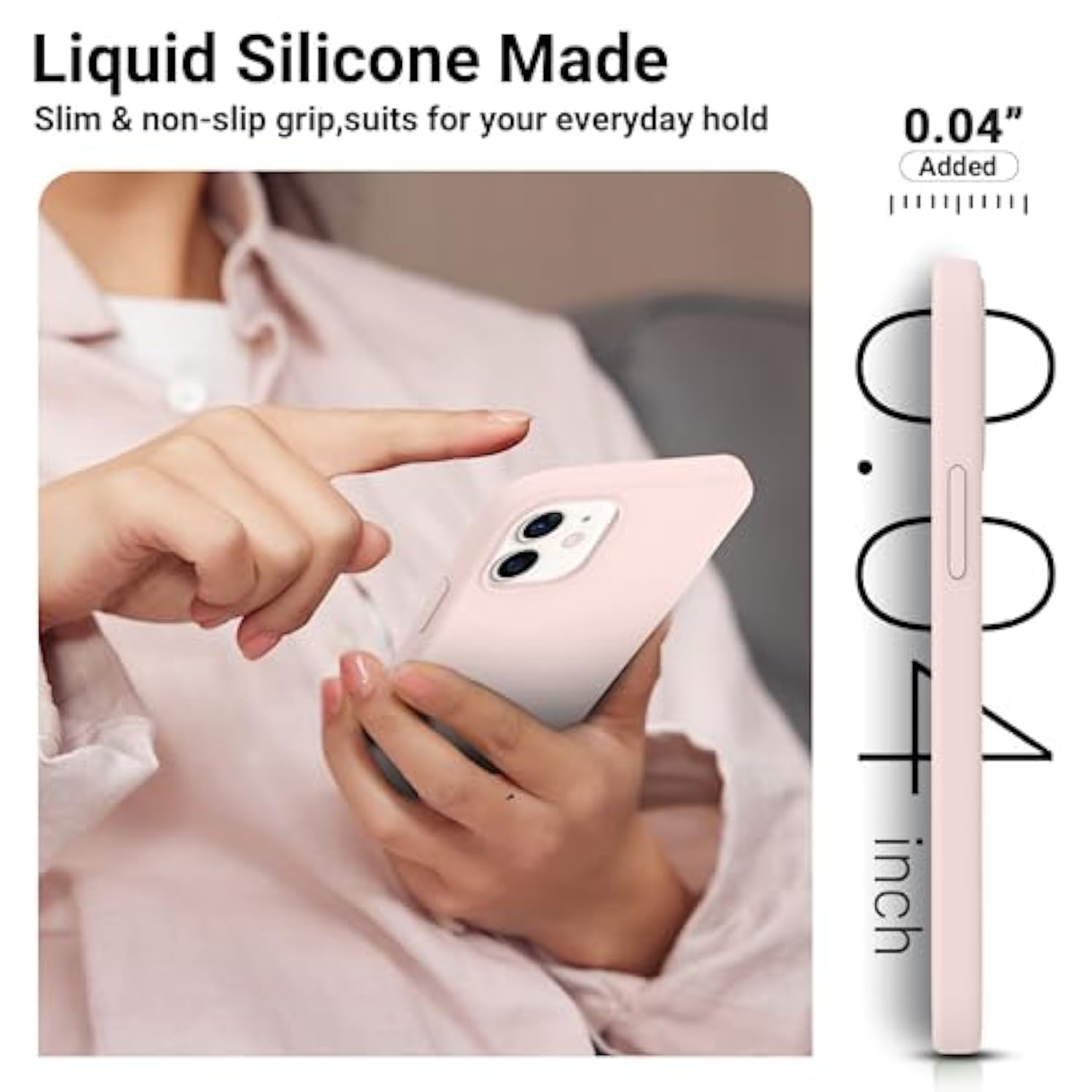 iPhone 12 6.1 Silicone Case Soft Anti-Fingerprint Flexible Bumper Chalk Pink