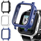 3 Pack Case Compatible With Gabb Watch 3/3E Screen Protector For Kids, Hard Pc Overall Protective Case Bumper With 9H Tempered Glass Cover Accessories, Black+Clear+Blue