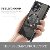Case Designed For Iphone 15 Pro Max Magnetic Clear With Camera Lens Protector[Compatible With Magsafe] Luxury Cute Plating Design Full-Body Shockproof Protection Cover Black
