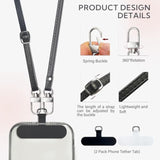 Phone Crossbody Strap, 2× Pads,1× Leather Phone Strap,1× Phone Wrist Strap,1× Adjustable Finger Strap,Crossbody Phone Lanyards,Adjustable Phone Chain Compatible With Most Smartphones(Black)