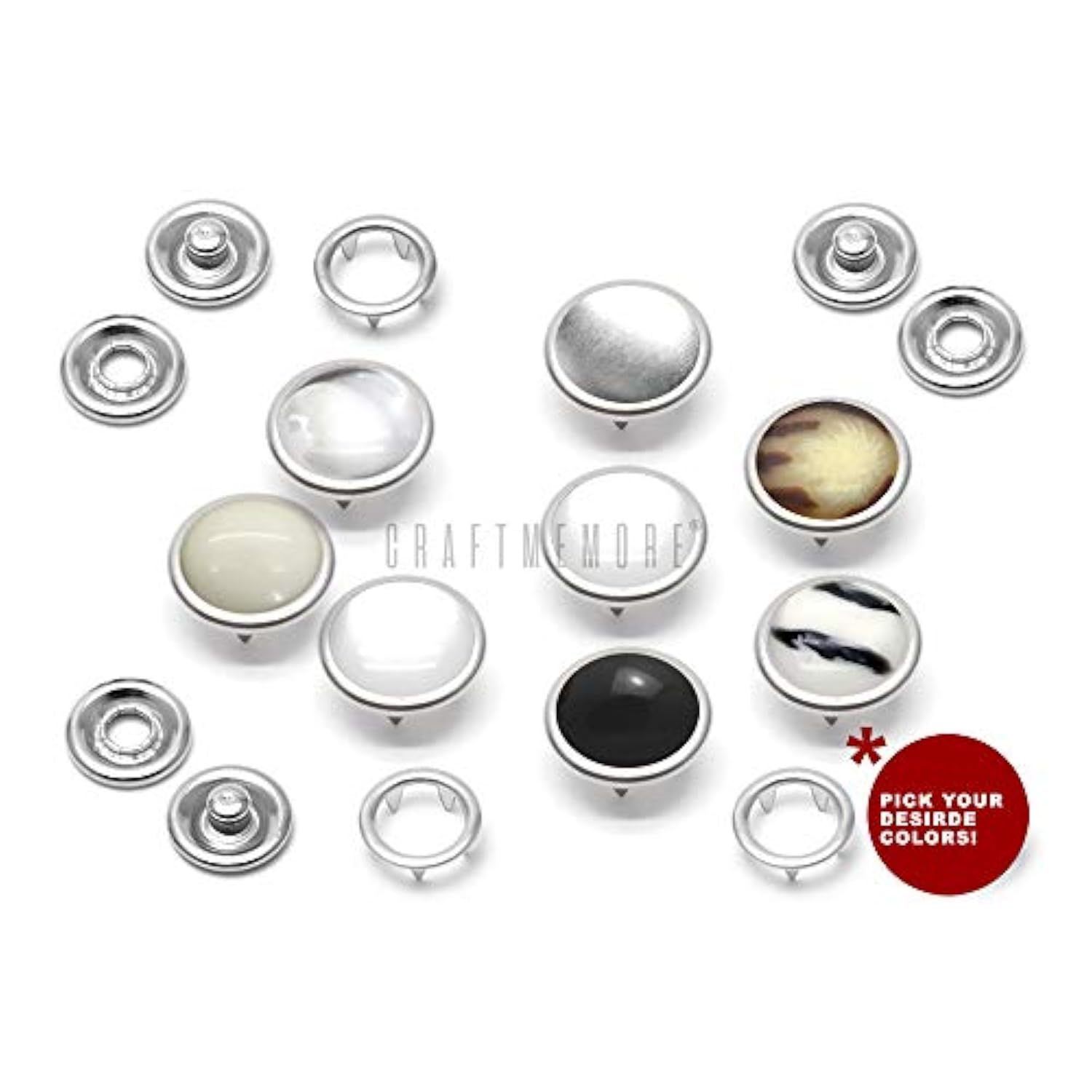 20 Sets 10.5Mm Cloudy White Pearl Snaps Fasteners Pearl-Like Button Fo