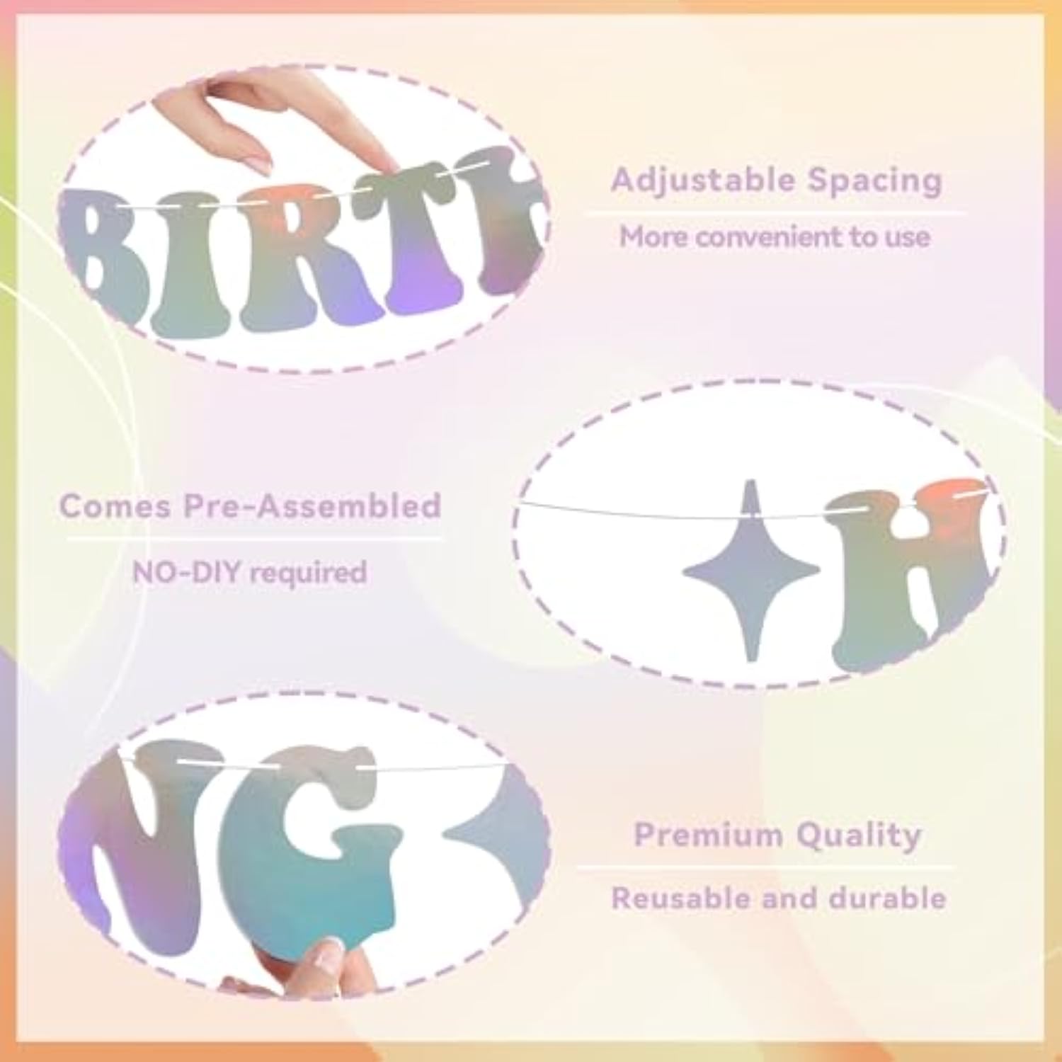Happy Birthday Dancing Queen Banner Disco Themed Party Decorations Mamma Mia Holographic