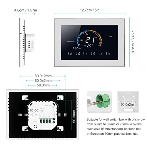 Smart Thermostat, Programmable Thermostat Voice App Control With Lcd Ac 95240V With Power Failure Data Memory