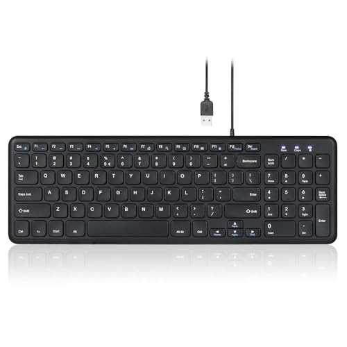 Periboard-213U Wired Silent Usb Scissor Keyboard - 14.45X4.76X0.70 Inches Compact Design With Number Pad - Black - Us English (Pb-213Bus-11738)