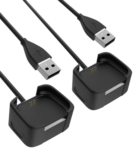 Compatible for Fitbit Versa 2 Charger Replacement USB Charging Cable Dock Stand with 3.3ft for Fitbit Versa 2 Health and Fitness Smartwatch-2 Pack