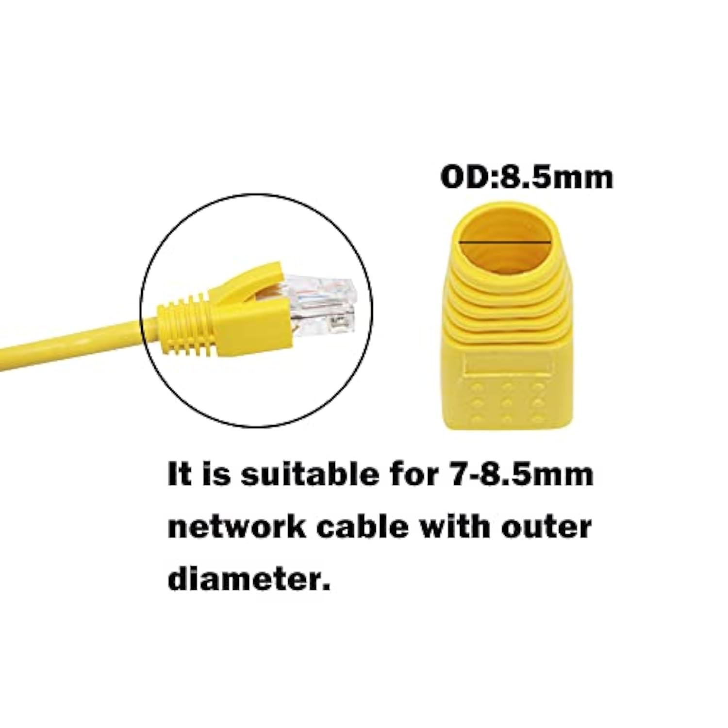 Rj-45 Strain Relief Boots Rj45 Boots Plastic Network Wire,100 Pcs Cat6A, Cat7,