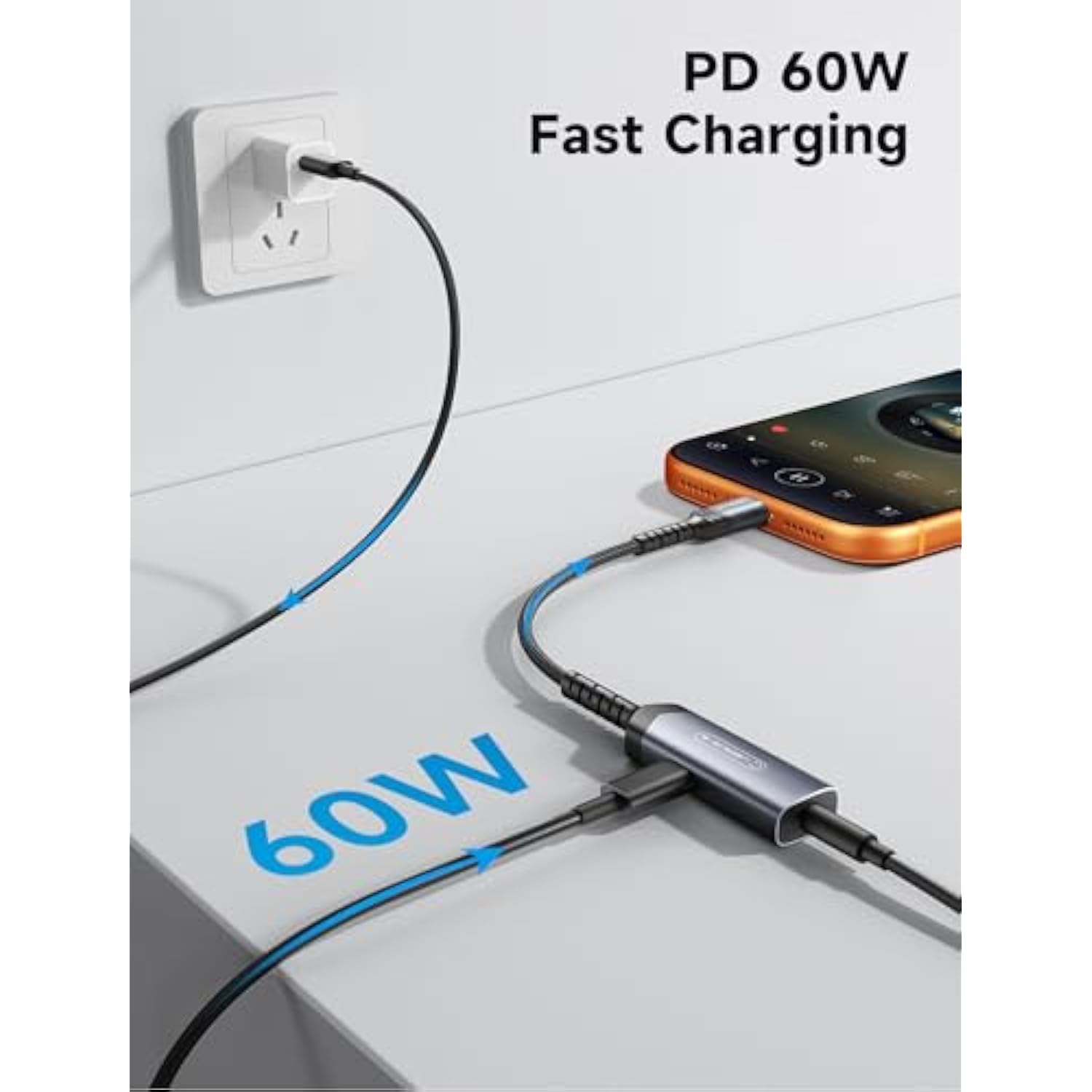 Usb C Headphone Adapter And Charger, 2-In-1 Type To 3.5Mm Audio With Pd 60W Fast Charging For Iphone 16 Pro/16 Pro Max/16/16 Plus/15 Pro Max/15 Pro,Samsung S24/S24+/S23/S22/S21,Ipad Pro-Red