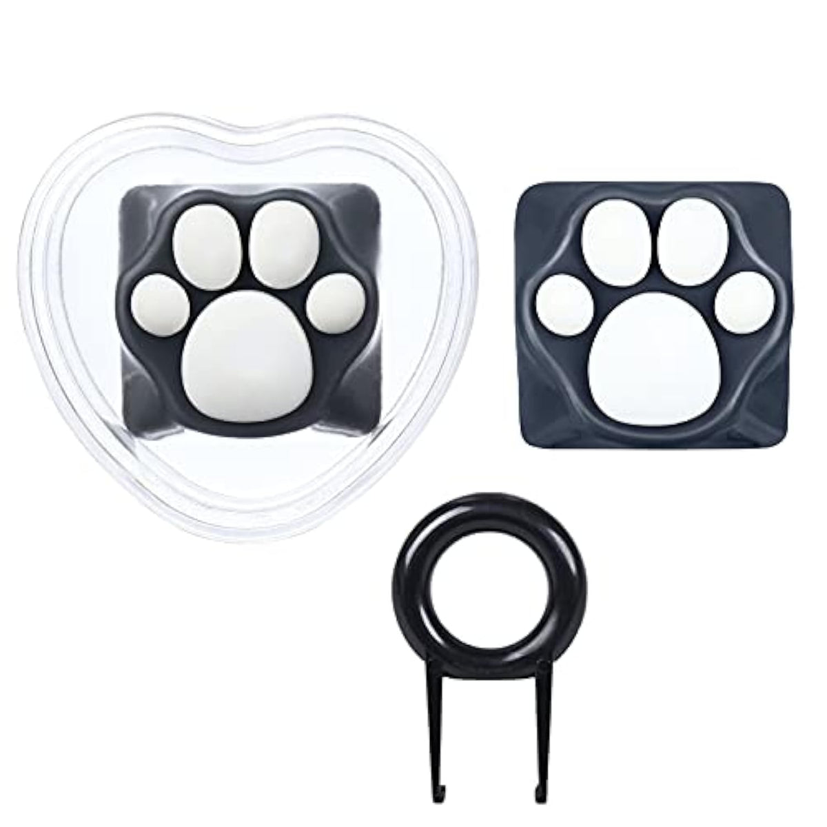 2 Pack Keyboard Keycaps Metal And Rubber Keycaps Grey Keycaps Cute Cat Paw Key