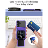 Wallet Case For Samsung Galaxy S25 6.2'' Purple, 3-5 Credit Cards Holder, Slot Flip Cover Back Pocket, Dual Layer Protective Hard Shell+Soft Tpu Rubber Inner, Bumper Armor, Non-Slip, Men Women