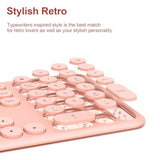 Cute Wireless Keyboard And Mouse Combo Slim 2.4Ghz Usb Cordless Full Size Silent Retro Keyboard And Mouse Set For Pc Computer,Laptop,Windows,Mac,Tablets?Upgraded Peach?