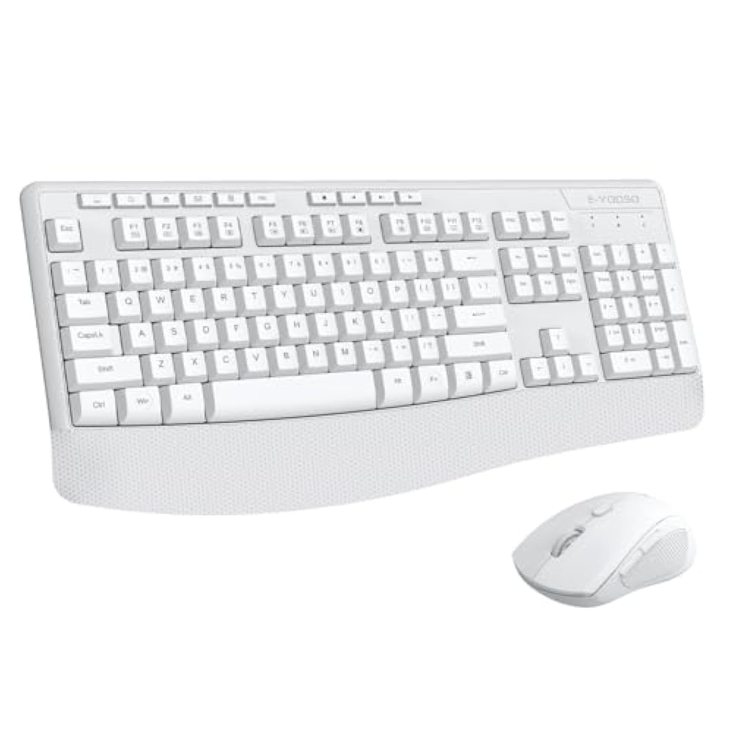 Wireless Keyboard And Mouse Combo, 2.4Ghz Full Sized Ergonomic Wireless Keyboard With Wrist Rest, 3 Dpi Adjustable And 6 Buttons Cordless Usb Mouse For Computer, Laptop, Pc, Windows (White)