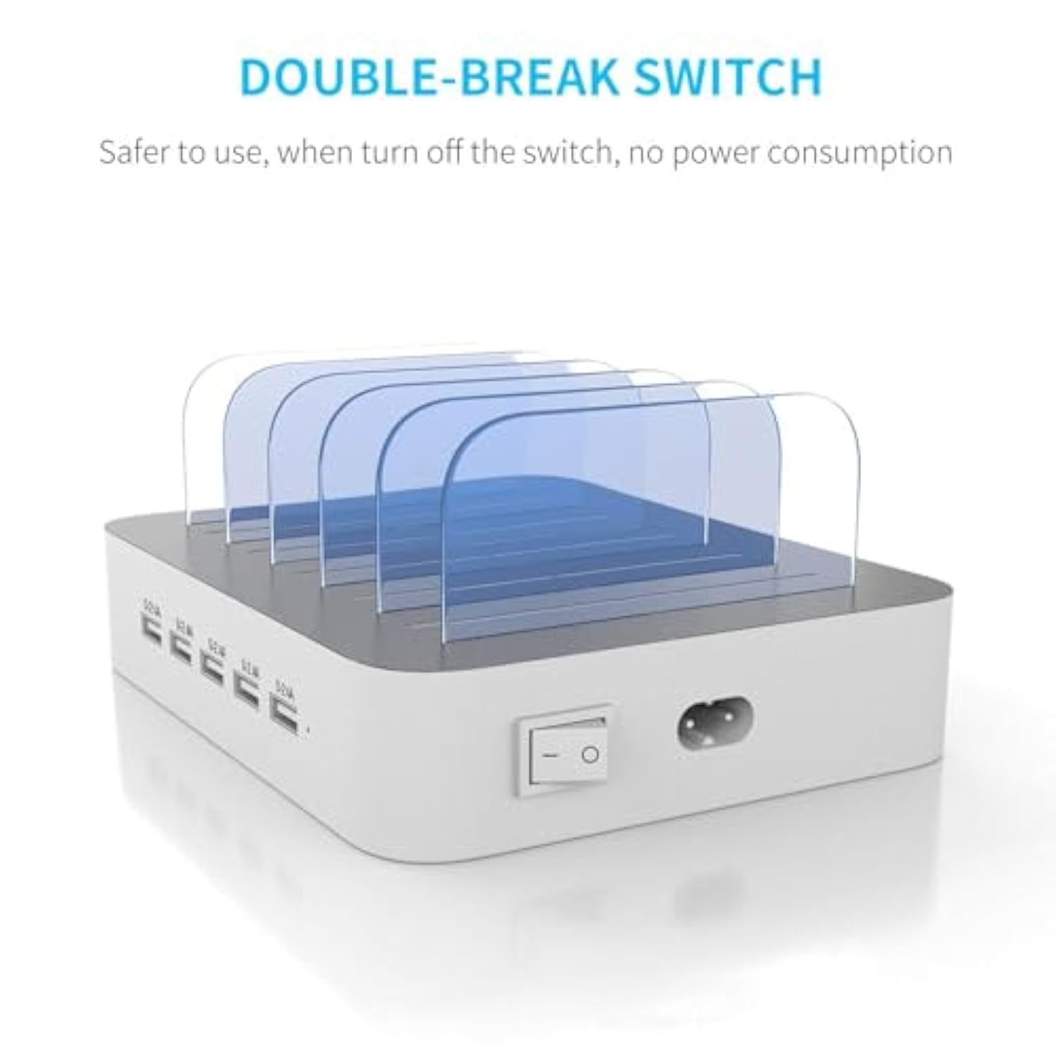 Charging Station For Multiple Devices : 5 Port Multi Usb-A Charger Stations Multi-Device Organizer Charging Dock Designed For Iphone Ipad Cell Phone Tablets (7 Short Cables Included)