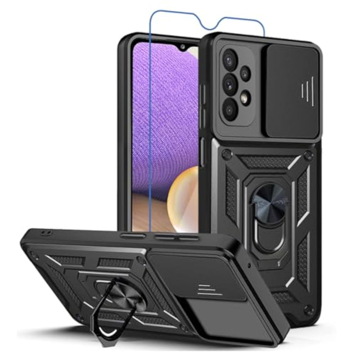 For Samsung Galaxy A32 5G Case: Phone Case With Screen Protector For Samsung Galaxy A32 5G - Black