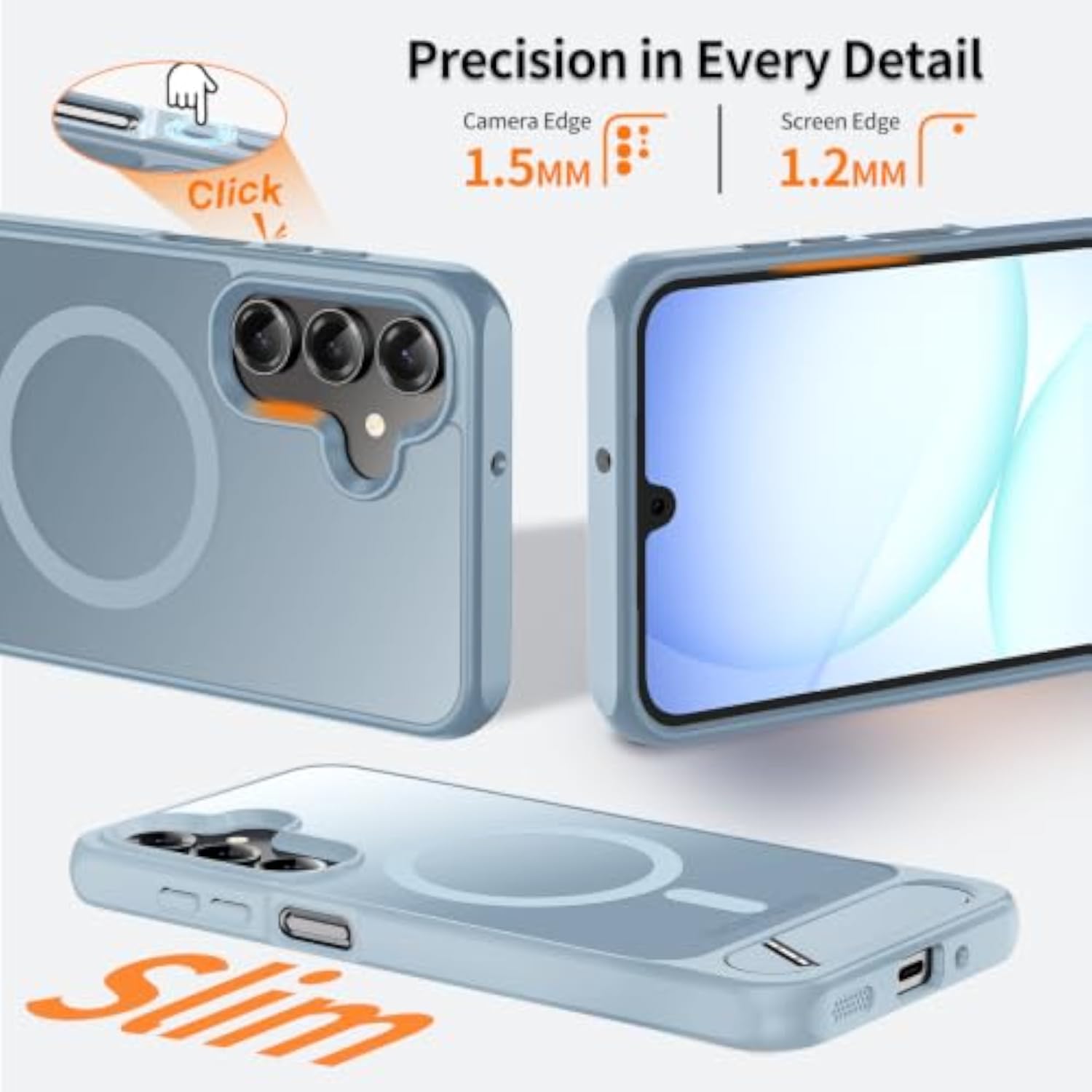 Hualele Magnetic Phone Case for Samsung Galaxy A16/A17 5G with Metal Stand, Military Grade Drop Protection, Shockproof Kickstand, Light Blue