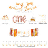 First Trip Around The Sun Birthday Decorations, Boho Sun 1St Birthday Decoration, You Are My Sunshine Party Supplies, Muted Sun Dessert Table Backdrop For 1St Birthday Girl, Sun Theme 1St Birthday Party Supplies