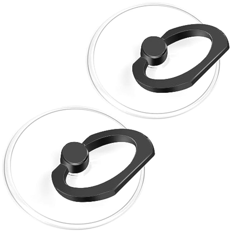 Phone Ring Holder, Transparent Universal Finger Stand Kickstand Cell Phone Ring Grip Holder Compatible With Iphone Samsung Smartphones 2 Pack - Black