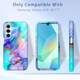 For Galaxy A16 5G Case,Heavy Duty Full Body Shockproof Protection 3 In 1 Hybrid Hard Pc Soft Rubber Rugged Drop Protective Slim Women Phone Case For Galaxy A16,Blue Marble