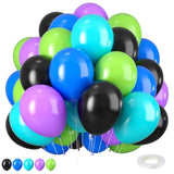 Green Purple Teal Balloons, 12 Inch Green Purple Teal Blue Black Balloons For Boys Girls Monsters Theme Birthday Party Baby Shower Wedding Bridal Shower Decorations