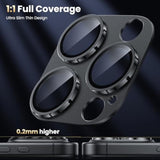 For Iphone 16 Pro/Iphone 16 Pro Max Camera Lens Protector, [Military Grade Shatterproof] [Strong Adsorption] Metal Aluminum Alloy Tempered Glass Camera Screen Protector, Black Titanium