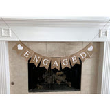 Engaged Burlap Banner – Rustic Engagement Party Garland, Pre-Strung 9-Piece Pennants, 5×7? Wedding & Bridal Shower Decorations, Photo Backdrop Props