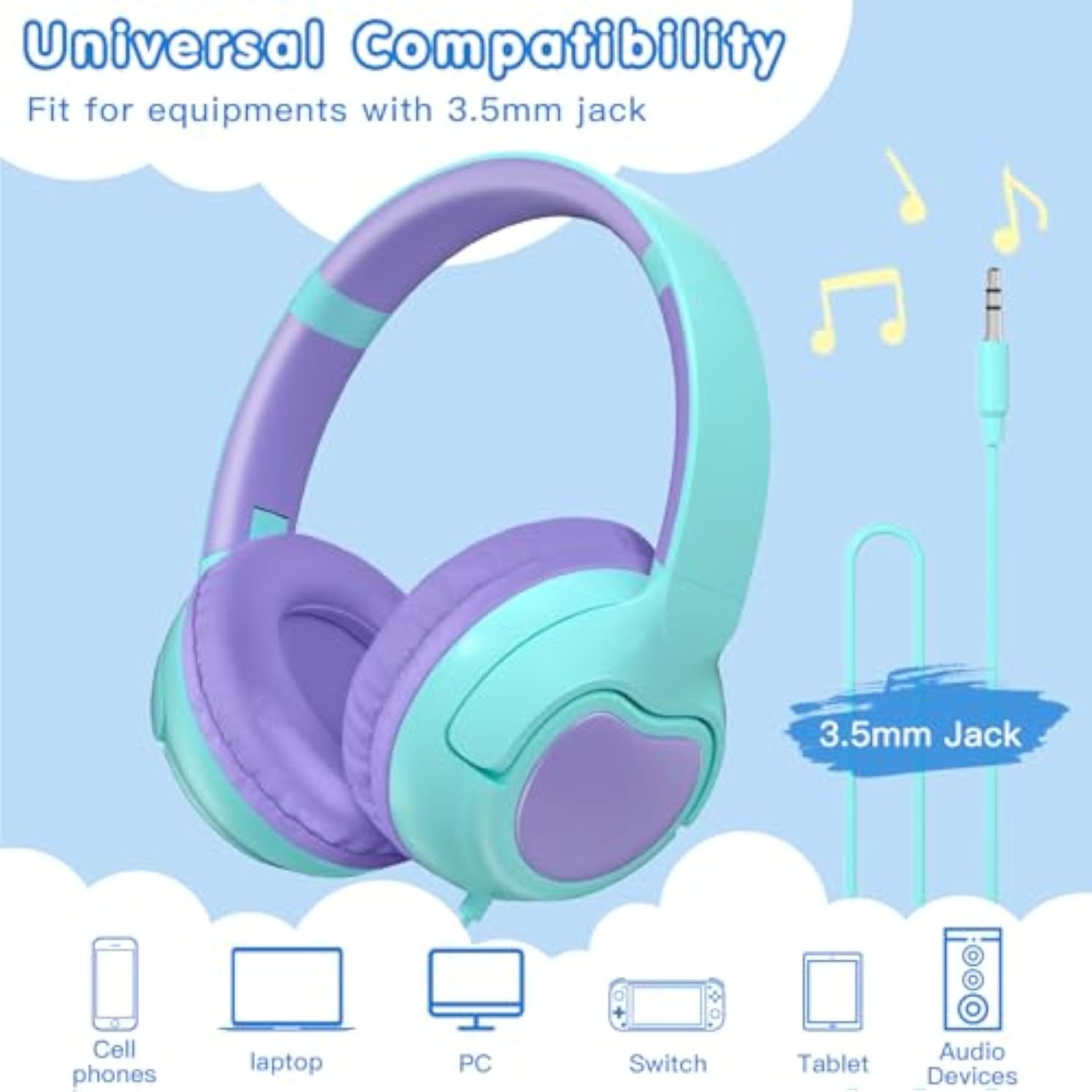 Kids Bluetooth Headphones, Kids Wireless Headphones Over Ear With 85Db/94Db Vo
