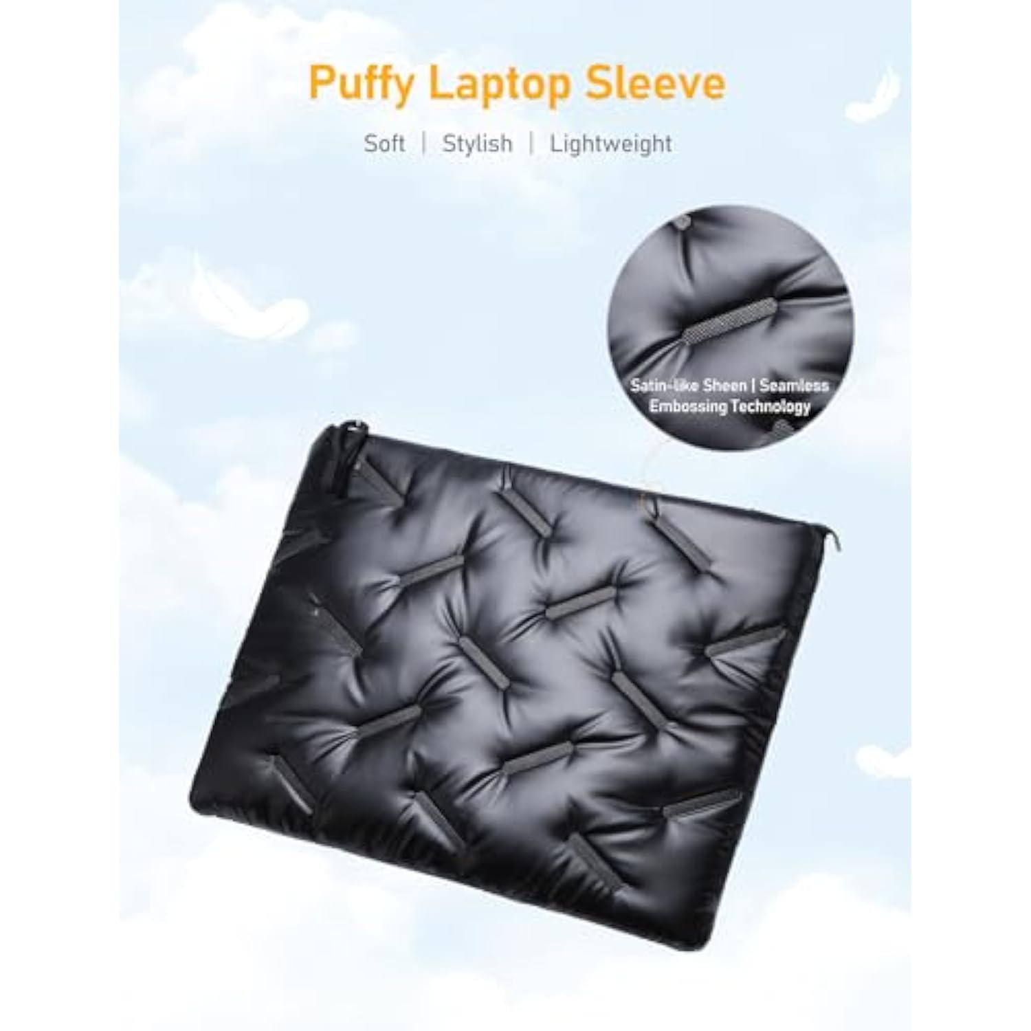 13.3-14 Inch Puffy Laptop Sleeve For Macbook Pro 14 M4/M3/M2/M1 Pro/Max 2025-2021, 14 Inch Chromebook/Zenbook, Hp Pavilion X360 14, 14 Inch Dell Latitude, Dell Xps 14, Meteorite Black