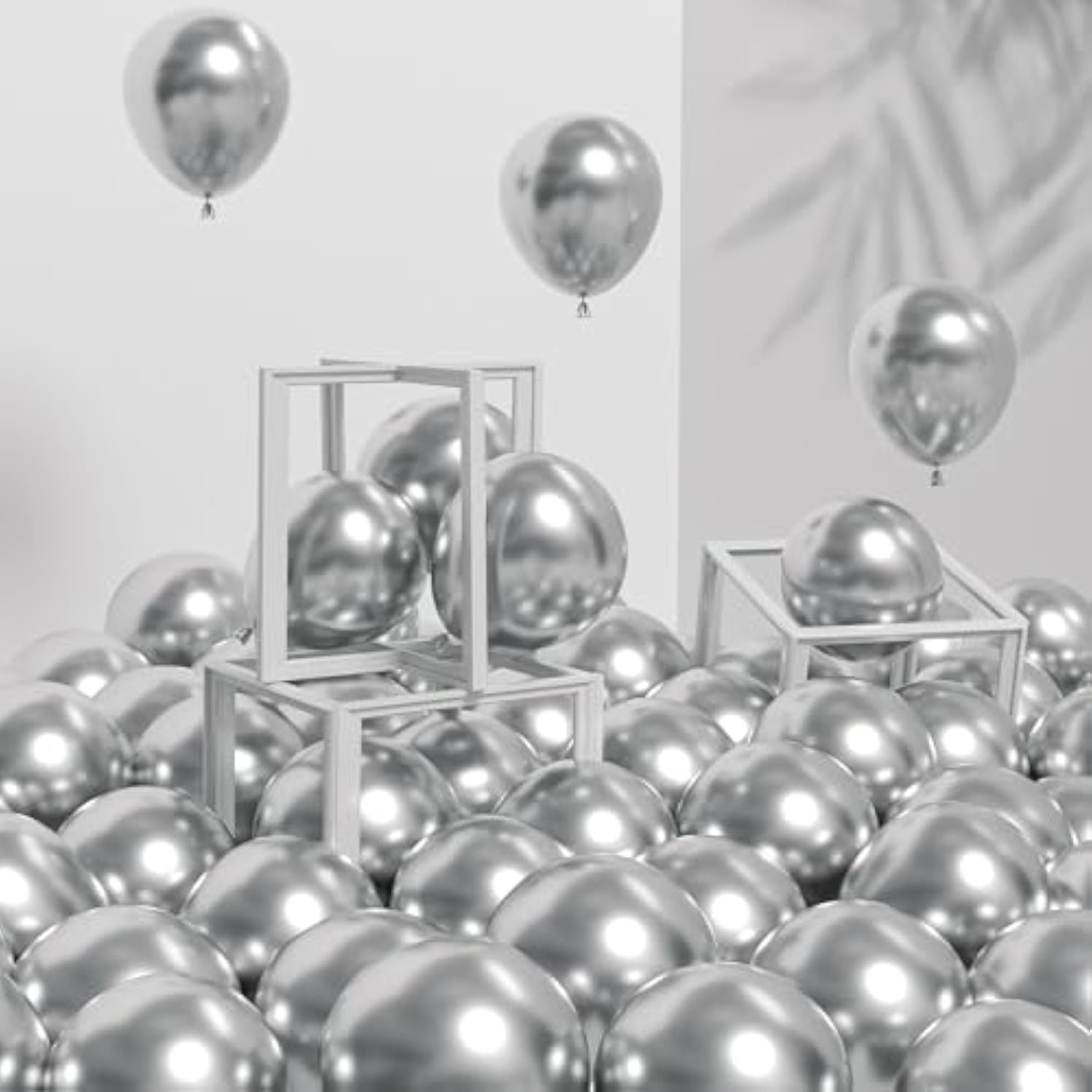 120Pcs 5 Inch Metallic Silver, Small Chrome Silver Latex Balloons For Graduation Wedding Baby Shower Disco Birthday Party Decorations