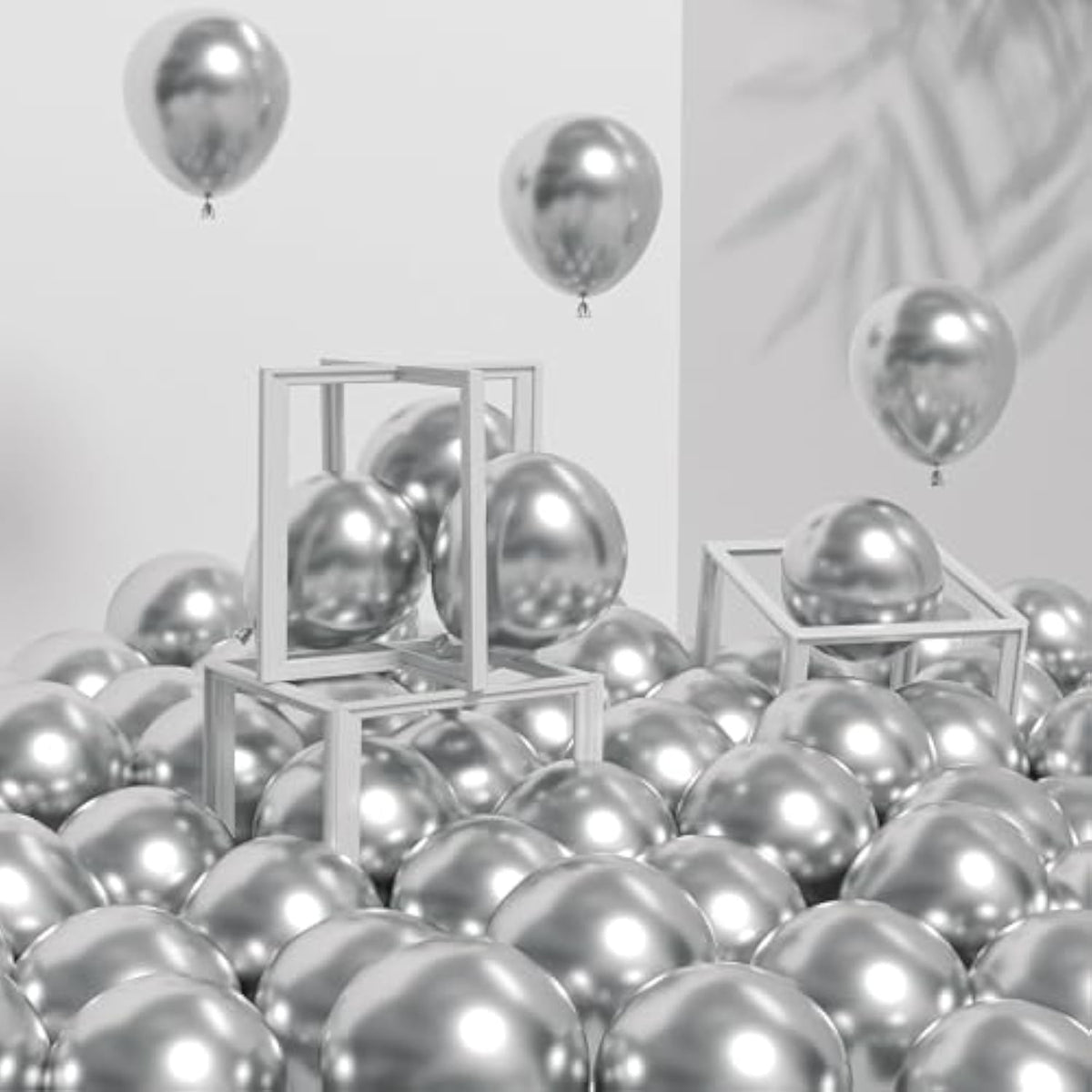 120Pcs 5 Inch Metallic Silver, Small Chrome Silver Latex Balloons For Graduation Wedding Baby Shower Disco Birthday Party Decorations