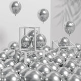 120Pcs 5 Inch Metallic Silver, Small Chrome Silver Latex Balloons For Graduation Wedding Baby Shower Disco Birthday Party Decorations