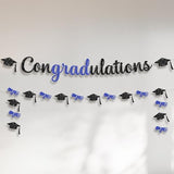 Glitter Blue and Black Congratulations Banner 10 Feet