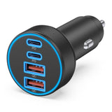 [4 In 1] Usb C Car Charger, 4-Port 90W Super Fast Charging Cigarette Lighter Adapter, Dual 45W Usbc & Usb-A Multiport Car Phone Charger Accessories For Iphone 16E 16 15 14 13 12, Ipad, Samsung Tablet