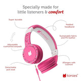 Foldable Wired Headphones For Kids - Comfortably Designed To Fit On-Ear - Works With Toniebox 1 And All 3.5Mm Devices - Pink