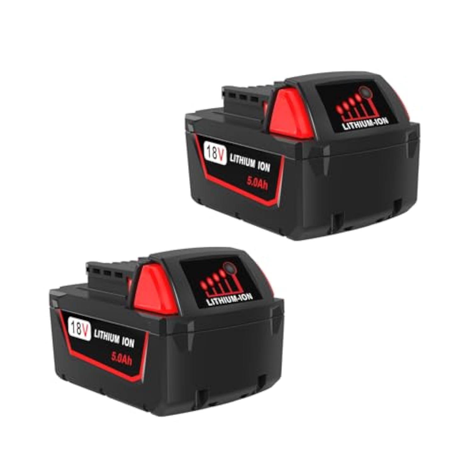 2Pack 5.0Ah 18V Replacement For Milwaukee M18 Battery, Replace For All Milwaukee M18 Battery 48-11-1850 48-11-1840 M18 M18B Cordless Power Tools Compatible With Milwaukee 18 Volt Original Charger