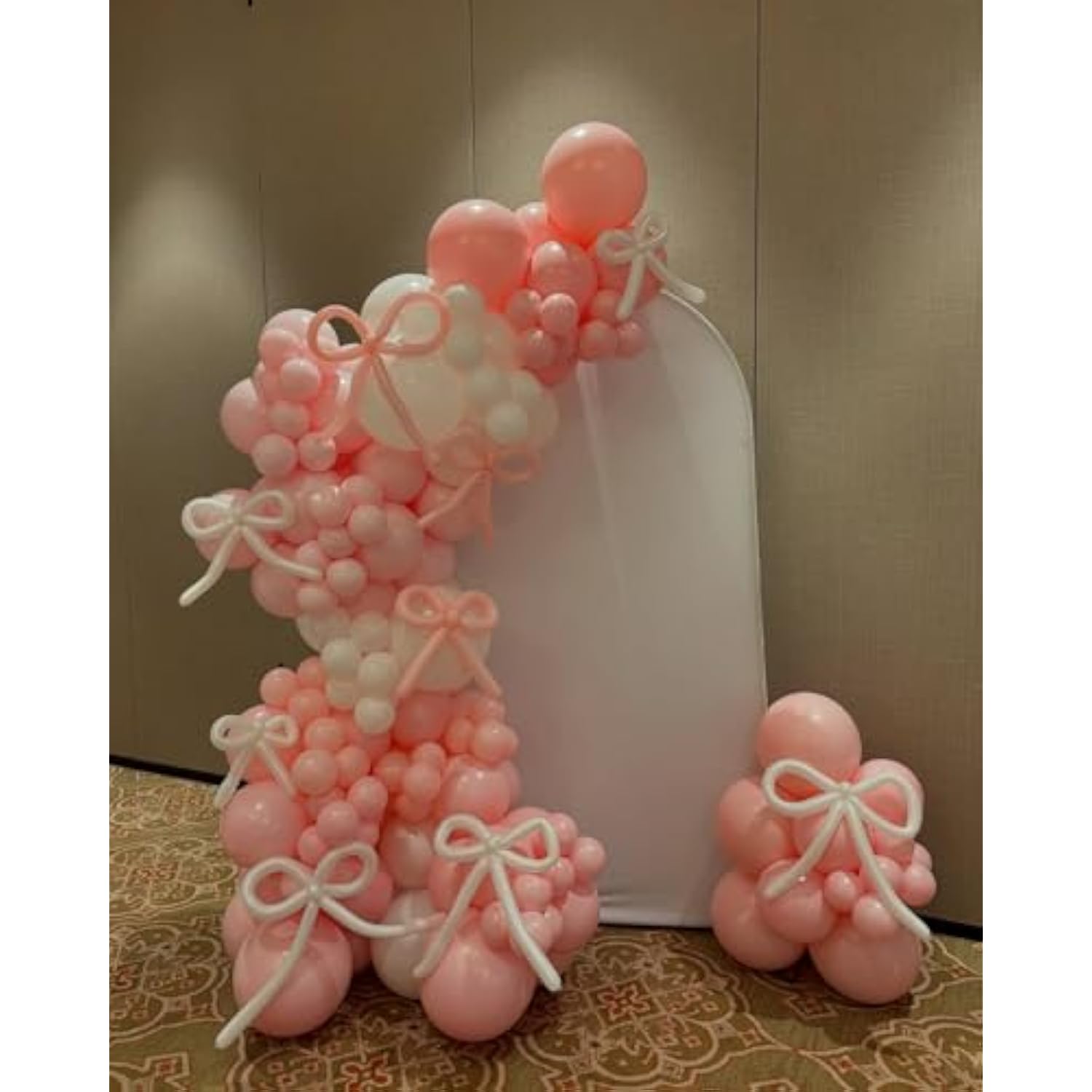 Pink Bow Balloon Garland Arch Kit - Coquette Birthday Decorations Coquette Bow Pink And White Balloon Arch Kit Different Size For Wedding Bridal Girls Birthday Baby Shower Engagement Party Decorations