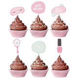 Spa Party Cupcake Toppers | Set Of 24 | Spa Party Supplies For Girls - Cupcake Decorations & Cake Toppers For Girls Makeup Or Slumber Birthday Celebration