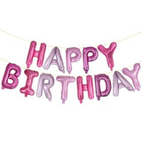 Happy Birthday Balloon Letters 16 Inch Mylar Foil Birthday Balloons Banner Sign For Birthday Party Decorations Supplies (Purple Pink)