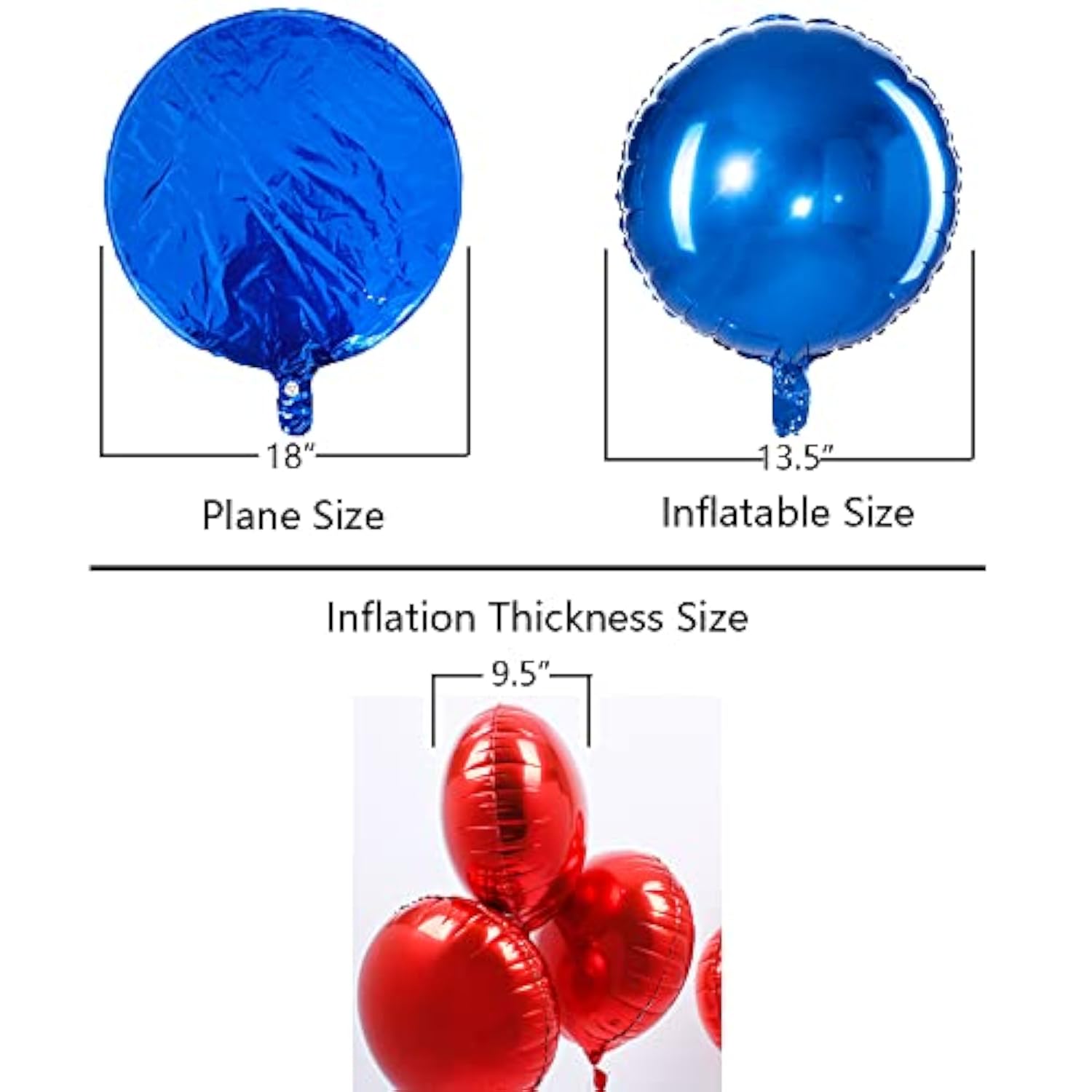18" Blue Round Shaped Foil Balloons Mylar Helium Balloons For Birthday Party Wedding Baby Shower Decorations, Pack Of 20