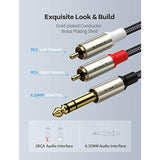 1/4 To Dual Rca Audio Cable, Gold Plated Copper Shell Heavy Duty 6.35Mm Quarte
