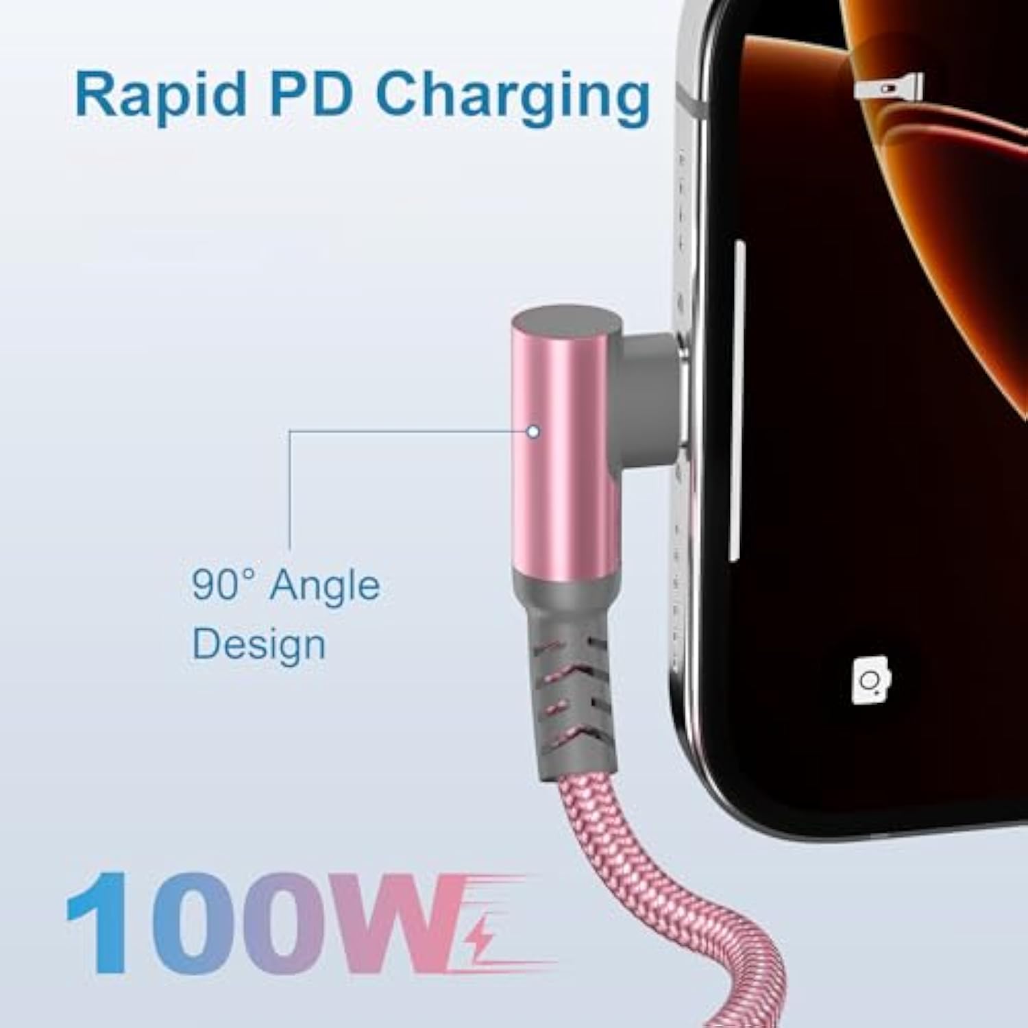 Usb C To Usbc 100W Charger Cable 10Ft With Usb Adapter,90 Degree Fast Pd Car Charging Cord For Iphone 16 15 Plus Pro Max,Airpods 4,Macbook,Ipad 10 Air 4 5 Mini 7Th 6Th Gen,Galaxy S25 S24