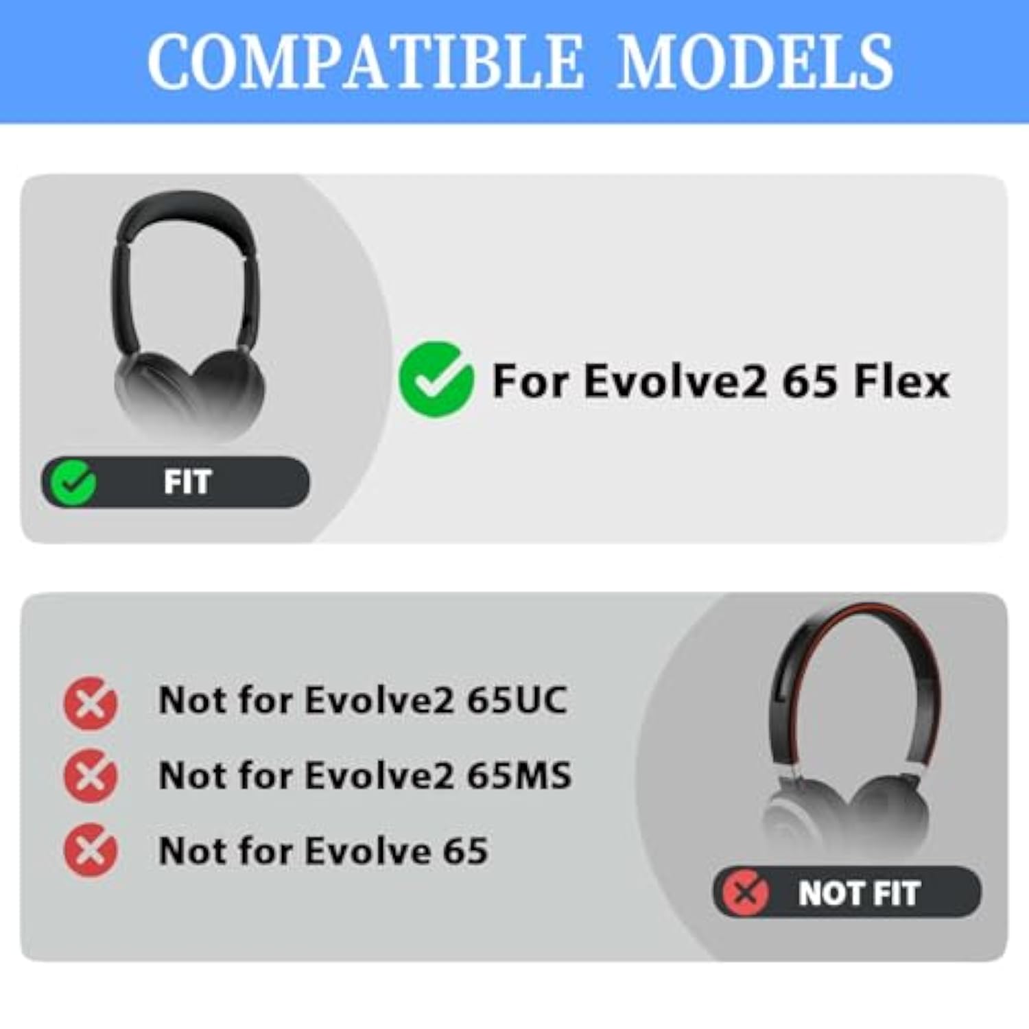 Earpads Replacement Ear Cushions For Jabra Evolve2 65 Flex Headset,Headphone Ear Pads Cushions With Soft Protein Leather(Black)