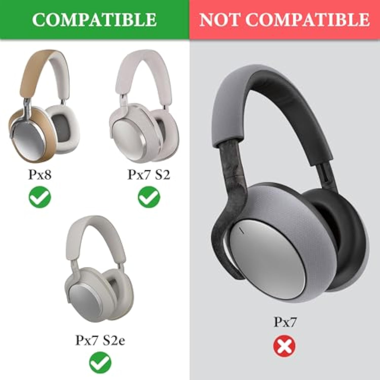 Geekria Headband Pad Compatible with Bowers & Wilkins Px8/Px7S3/Px7S2/Px7 S2e (Not Compatible with Px7) Headphones, Replacement Band Repair Part (White)