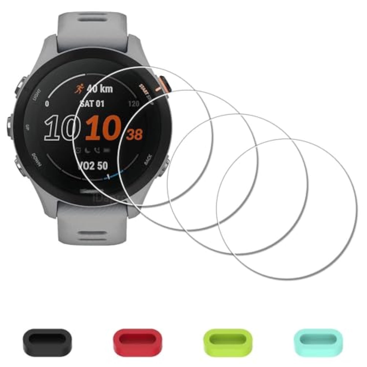 [4 Pack] Screen Protector For Garmin Forerunner 255S /255S Music 41Mm Smartwatch + Silicone Antidust Plugs Tempered Glass Antiscratch Bubblefree